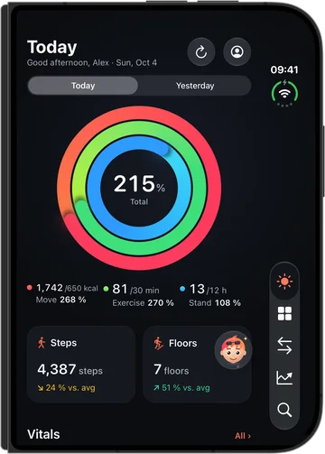 HealthLumio on the outer display of the closed iPhone Duo: Today with a side bar